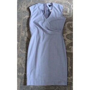Ann Taylor Blue Cross Weave Wrap Sheath Dress Size 4 Sleeveless Office Classic